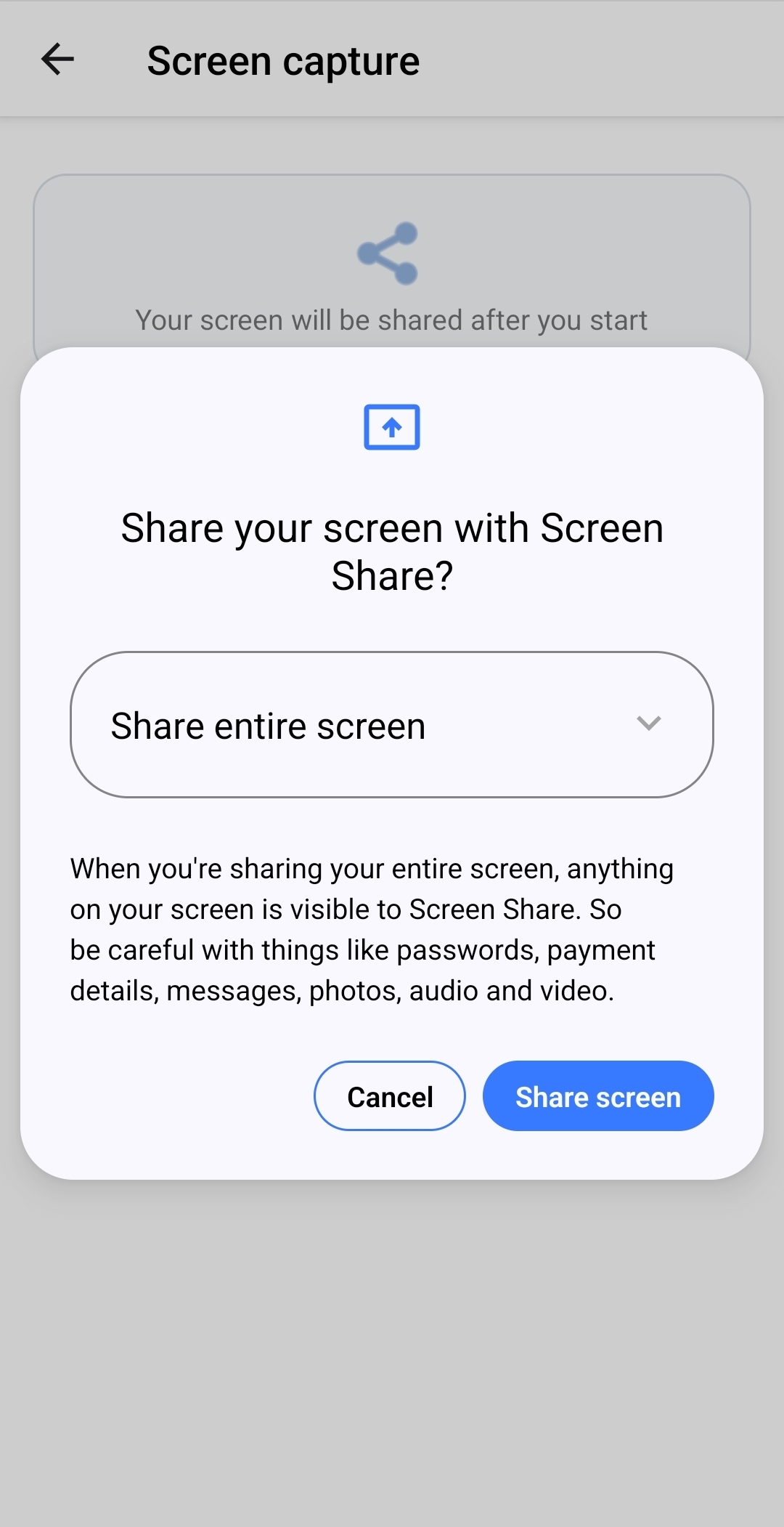 Screen-capture permission request