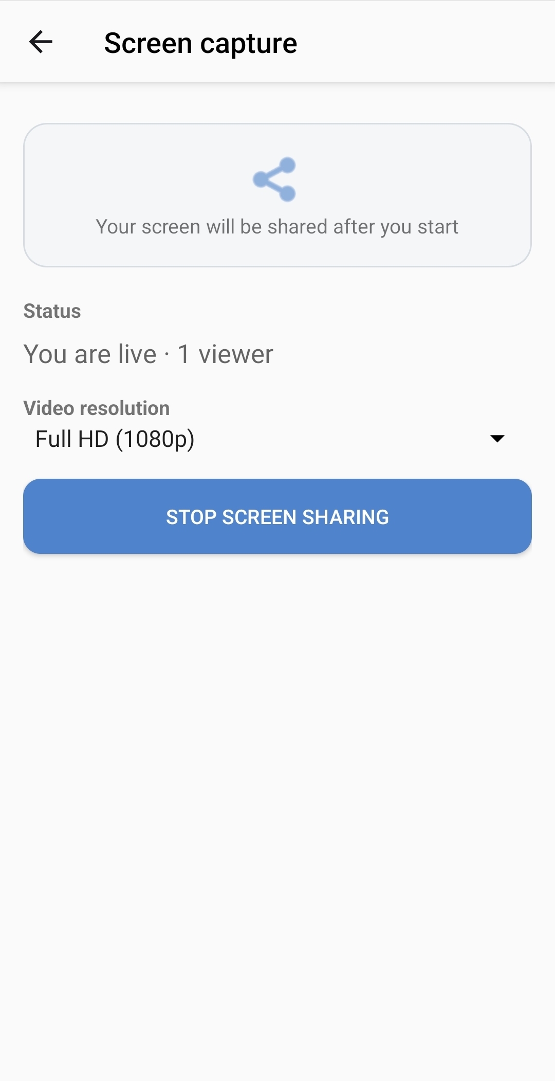 Screen sharing active with viewer count