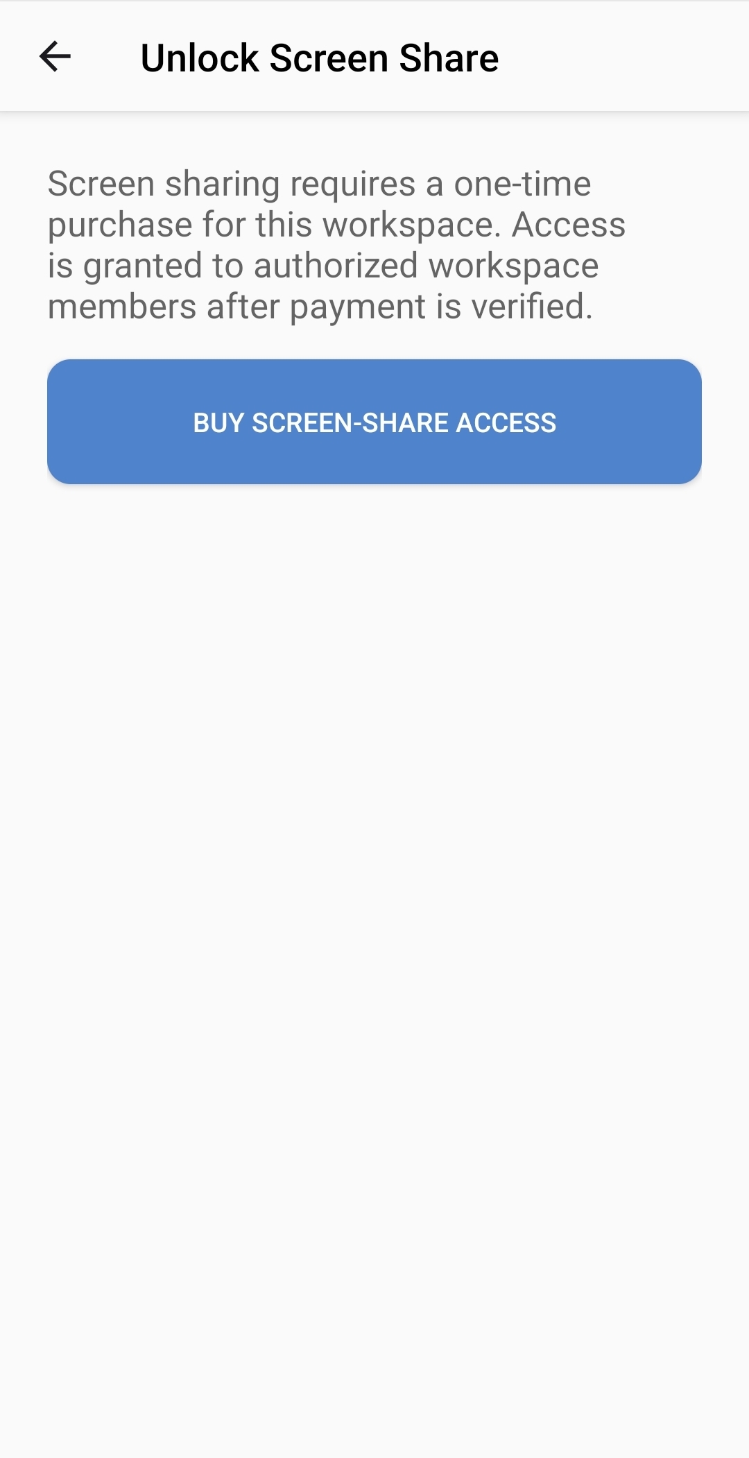 Unlock Screen Share purchase page