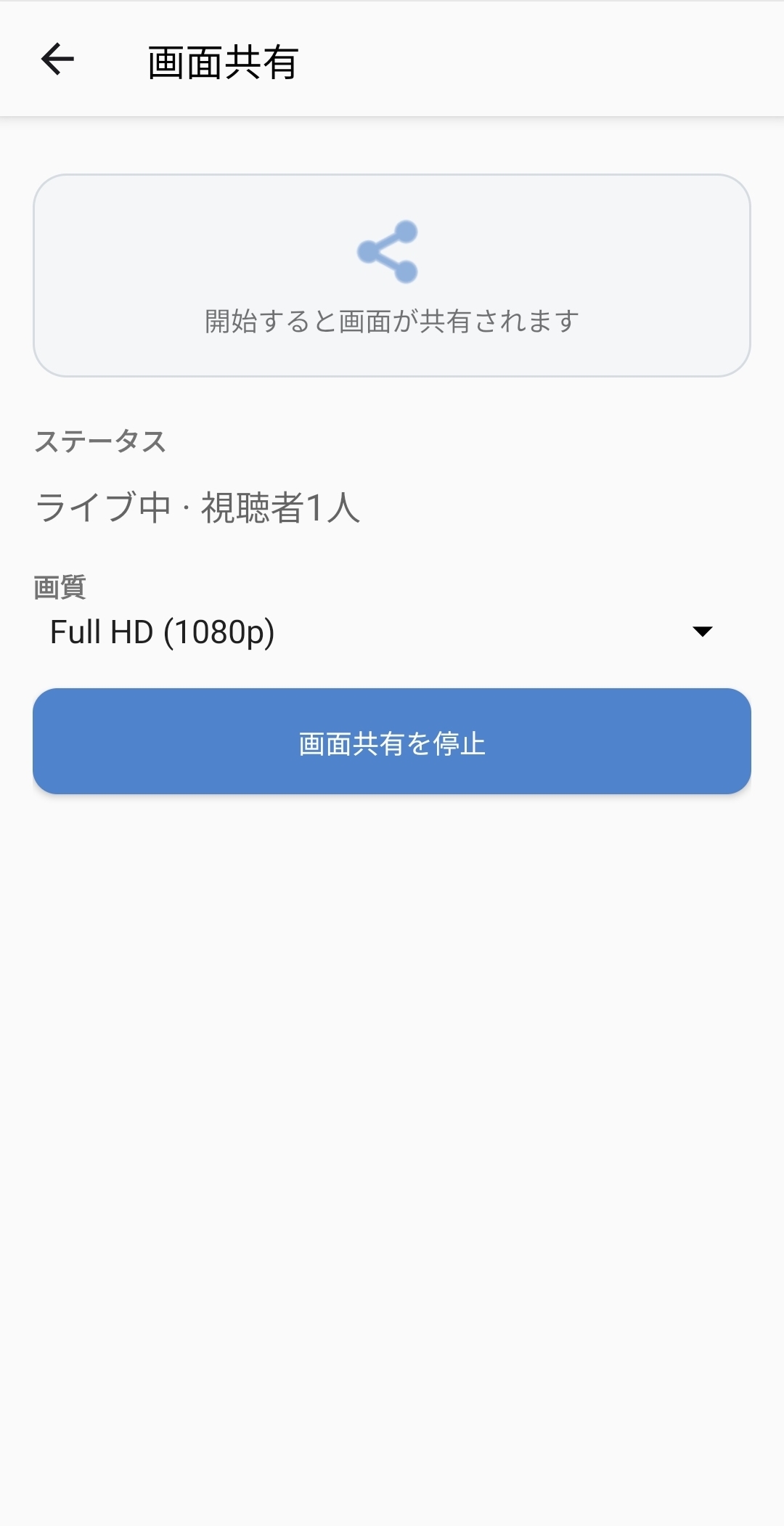 閲覧者数が表示された共有中の画面